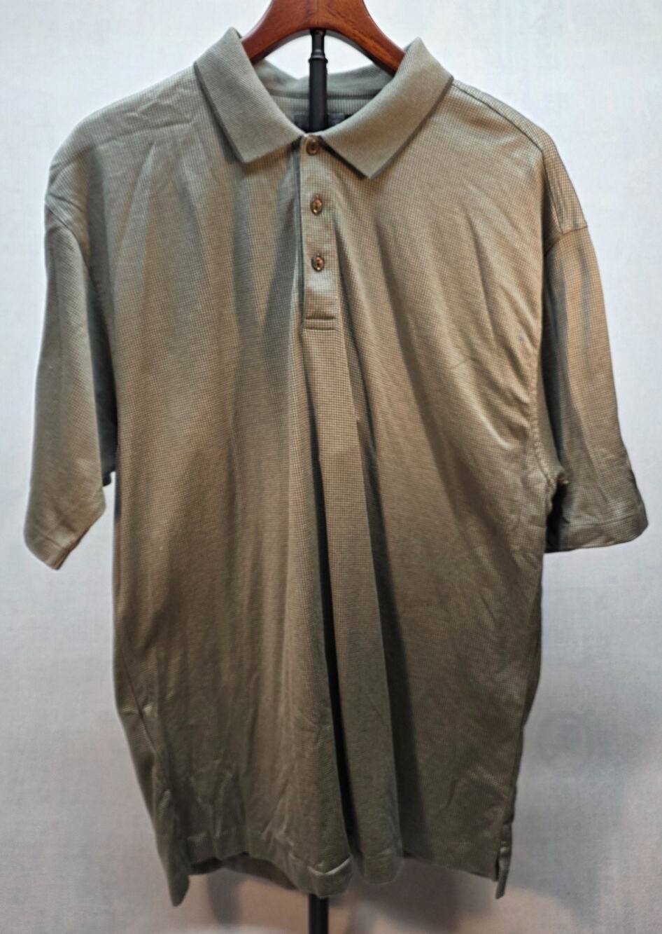 Vintage Nike Golf Shirt Mens Large Shield Logo Checkered Grid Polo Green Y2K